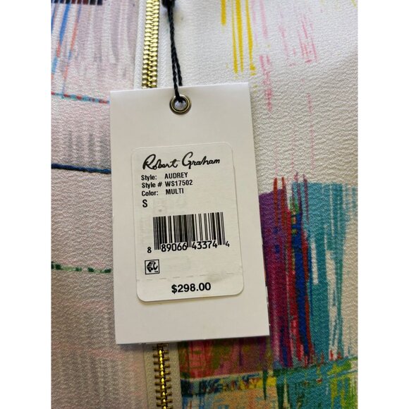 NWT Robert Graham Abstract Print Bomber Jacket White Multi S - Picture 7 of 11